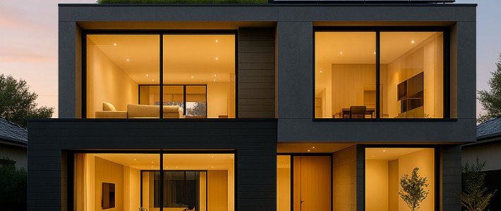 Modern house with selective component in white Modern house with selective component in white